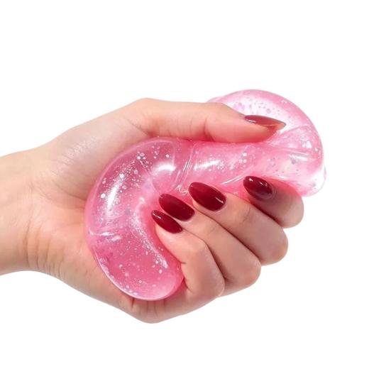 Yousheng 1/4Pcs Clear Glitter Dumpling Squeeze Toy, Soft Steamed Bun Stress Relief Toy, Hand Exercise Relaxation Tool for Kids Adults