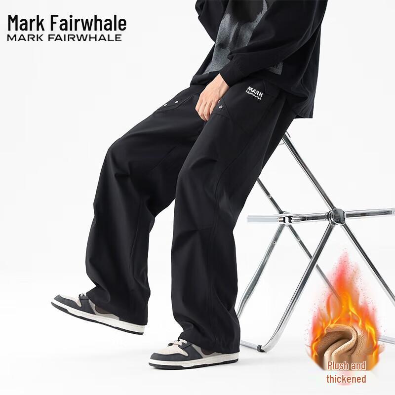 Mark Fairwhale Men's Autumn/Winter Plush Warm Straight-Leg Casual Pants