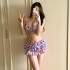 A Korean Ins Sexy Bikini Swimsuit for Women with Small Breasts Gathering Fashionable Floral Hot Spring Swimsuit