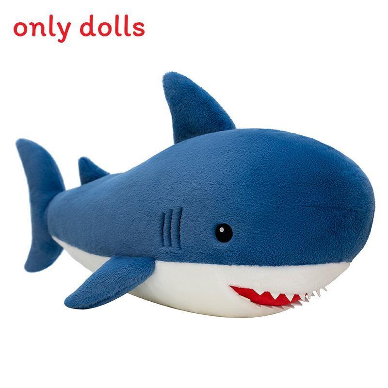 

Animal Shark Shape Pillow Filled With Embroidery Design For Relaxing And Resting Light Blue,80cm