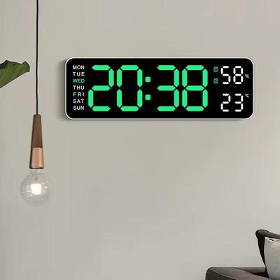 USB-betriebene große digitale Wanduhr, 9 Zoll, Temperatur, Luftfeuchtigkeit, Woche, automatischer Dimmer, Tischuhr, elektronischer LED-Wecker, 12/24 H