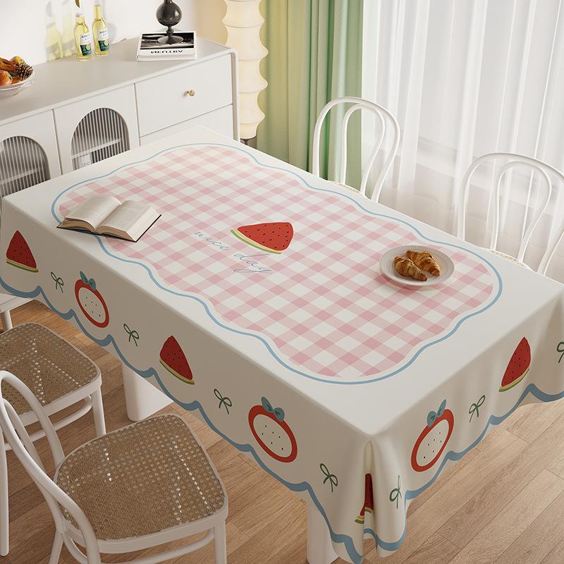 Cartoon Dining Table Tablecloth Waterproof And Oil-Proof Leave-In Light Luxury Fruit Coffee Table Cloth Rectangular Dining Table Cloth Desktop