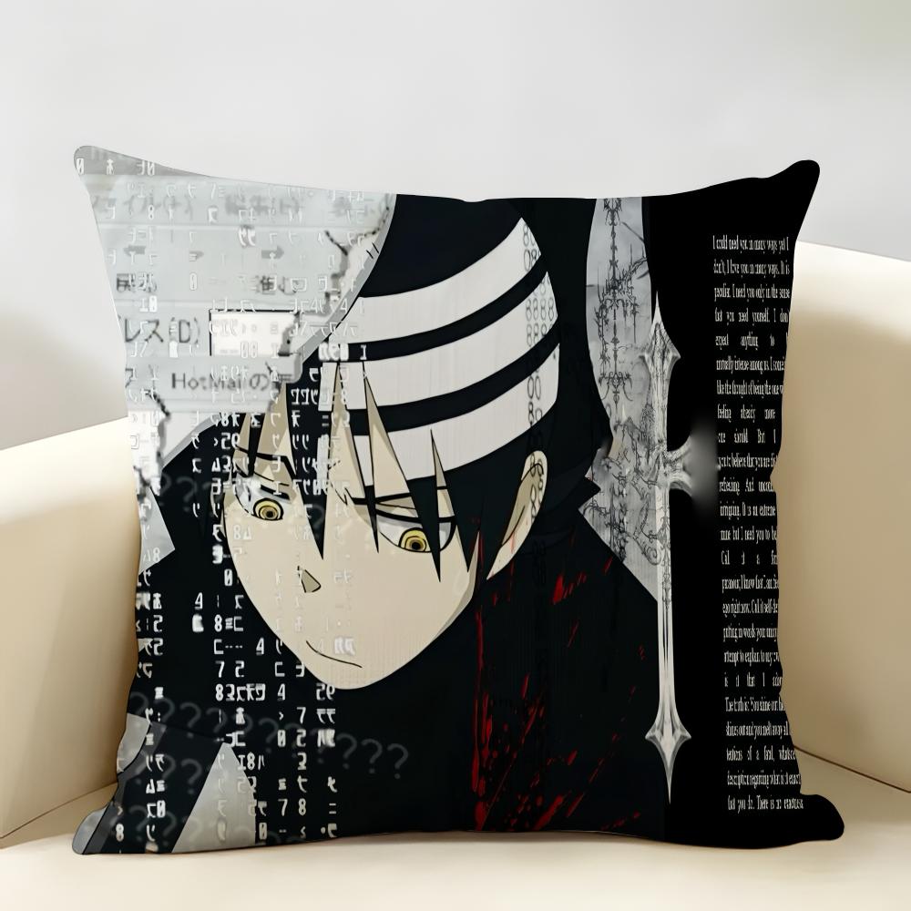 SSoul Eater Anime Evans Cushion Cover Natural Linen Organic Fabric DoubleSided Printing Room Sofa Decor Pillow Case
