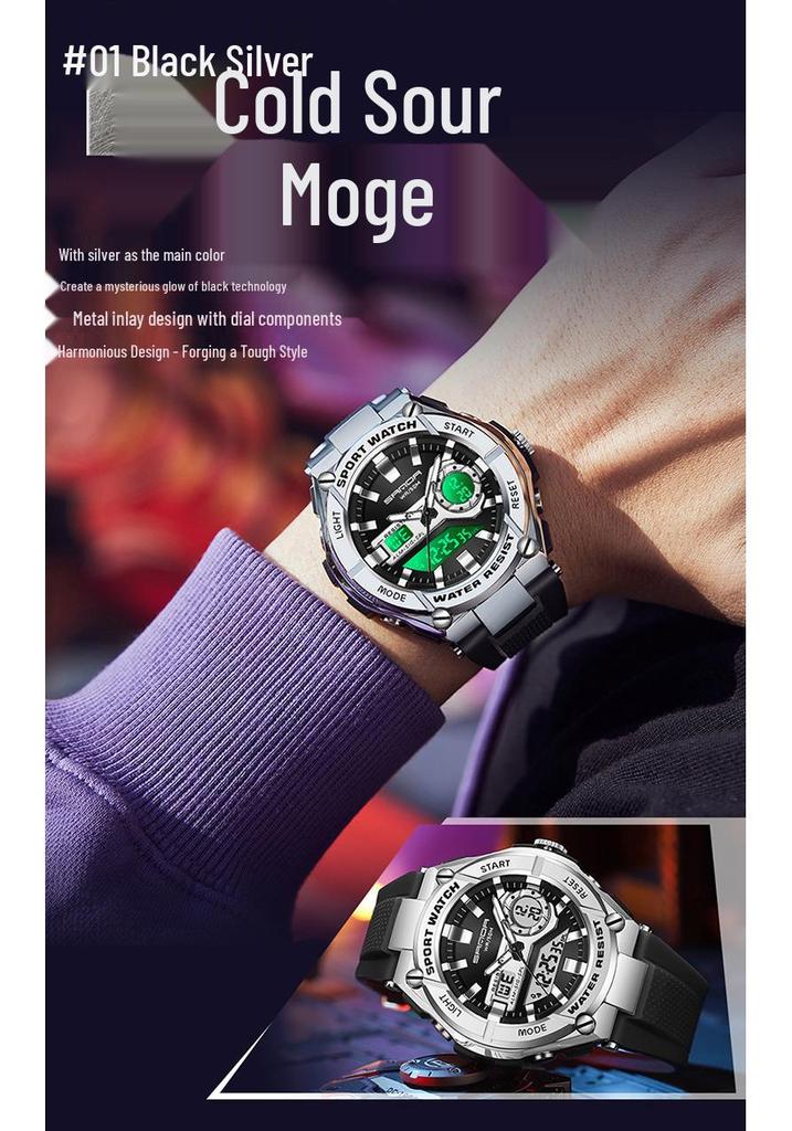 Sanda Man 3123 Multi-function Tactical Military Style Waterproof Luminous Alloy Sports Watch.
