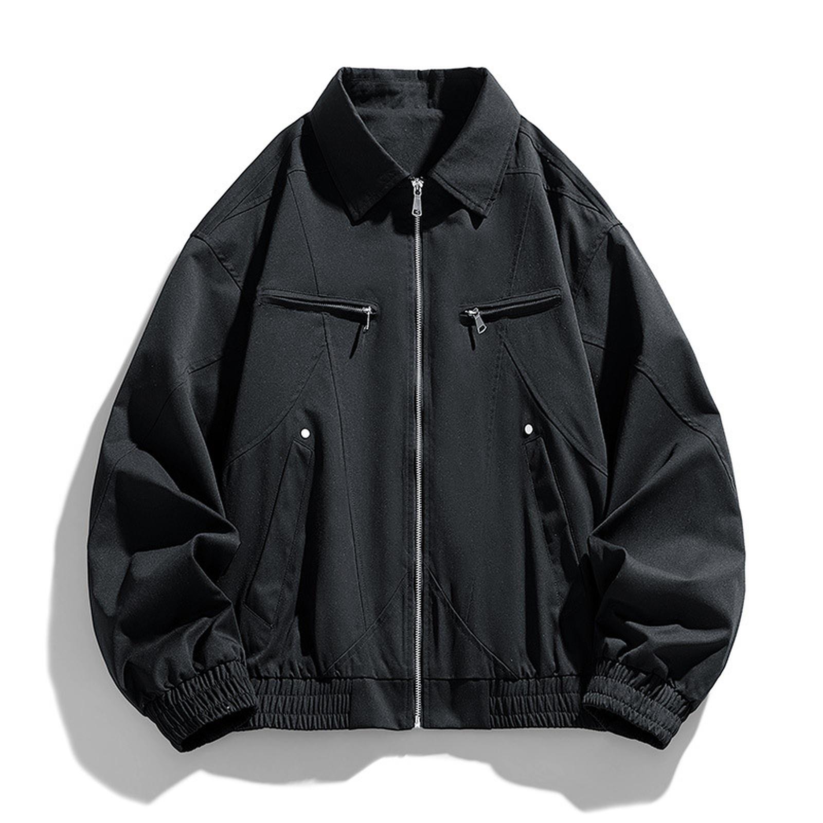 

Men s High Sense Of Everything With Solid Color Jacket Trend Casual Lapel Coat Plus Size Loose Plus Size Top XXL чёрный