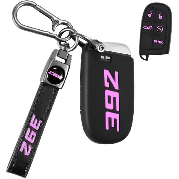 Silicone 392 key fob cover with Key chain Compatible with Charger Durango Challenger RAM 5 buttons (yellow)