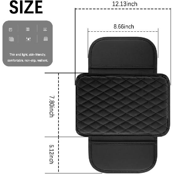 Arm Rest Cover For Car,Leather+Memory Foam Center Console Cover With Storage Bags,Universal Middle Console Cover Car Accessories Interior For Most