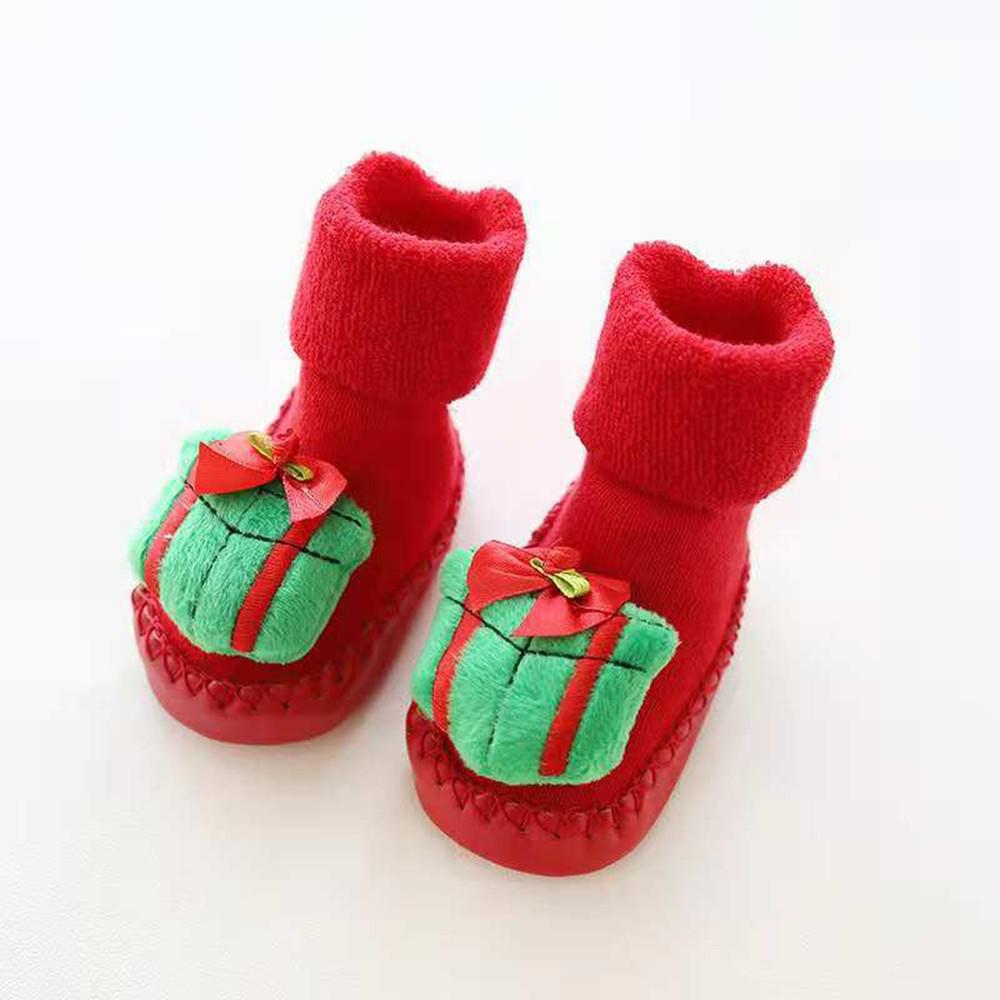 Newborn Baby Boys Girls Christmas Floor Socks Anti-Slip Baby Step Socks