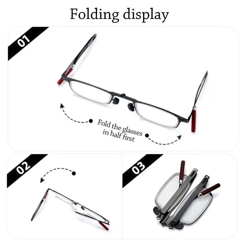 Portable Folding High Definition Anti-Blue Light Reading Glasses Men Women Phone Holder Ultra Thin with Case Presbyopic Eyeglasses