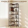 Corner Bookcase, 6-Tier, Metal Storage, 60 x 60 x 200 cm, Rustic Brown
