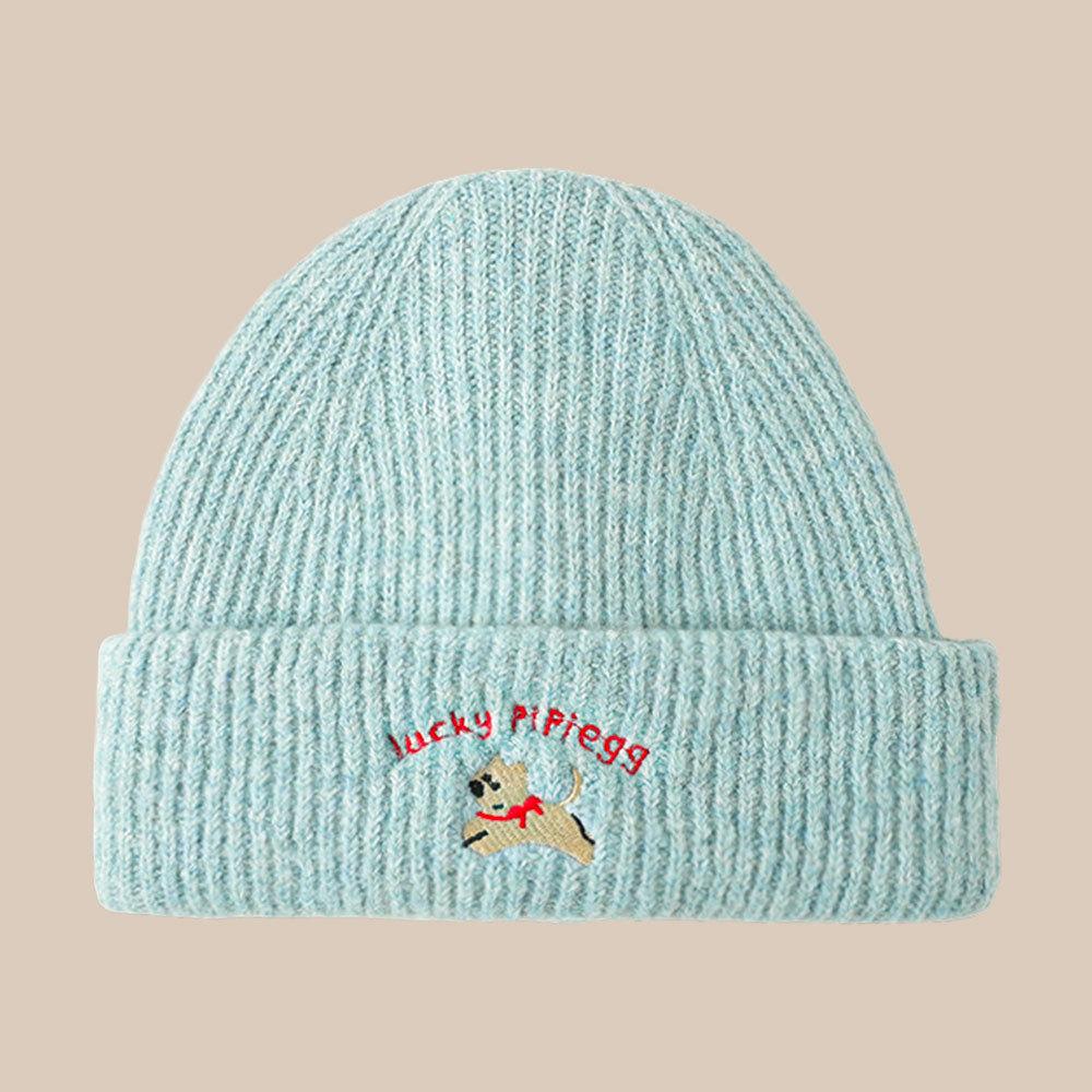 Korean Cute Puppy Embroidered Hat Autumn and Winter Warm Ear Protection Wool Hat Versatile Cold Hat New Hat