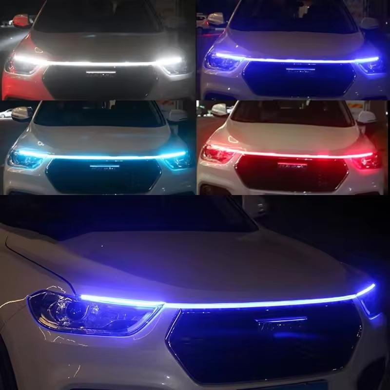 

150 см светодиодные дневные ходовые огни Scan Starting Car Cap Decorative Lights DRL Auto Motor Cap Guide Decorative Ambient Lamp 12V blue