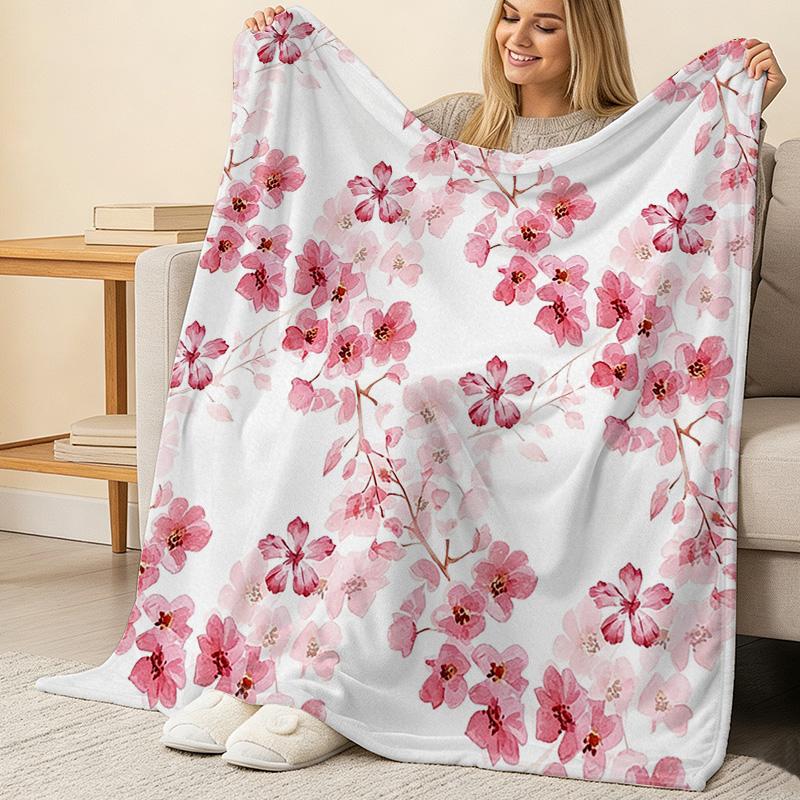 Sakura Flannel Blanket Soft, Plush & Warm Throw, Perfect for Home, Dorm, Halloween & Christmas Decor & Daily Use
