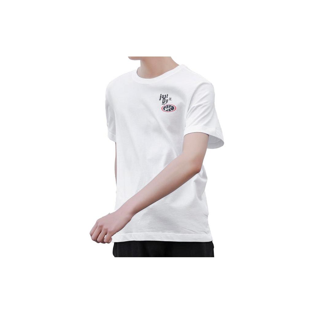 Nike Camiseta de Manga Corta con Cuello Redondo y Estampado de Patrón Sólido para Hombre Tops Blanco BQ3672-100