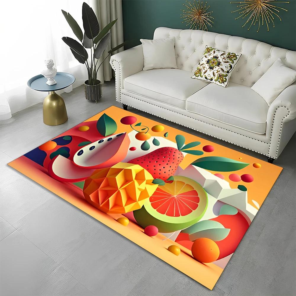 3D Cute Fruit Cartoon HD Carpet Rug for Home Living Room Bedroom Sofa Kitchen Doormat Decor,Child Area Rug Non-slip Floor Mat