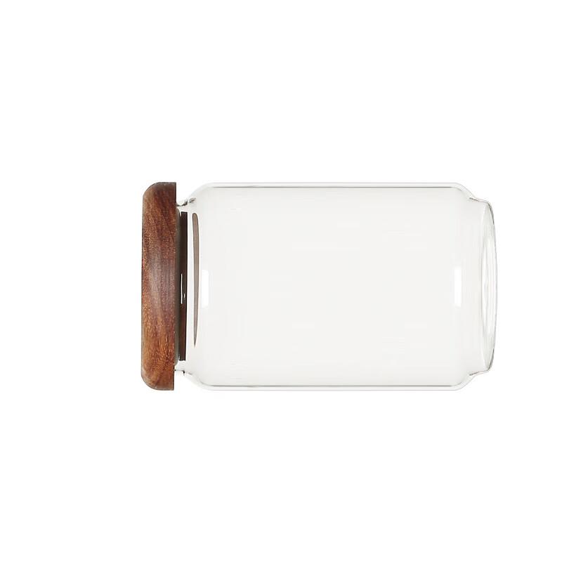 ZISIZ Wooden Lid Glass Storage Jar