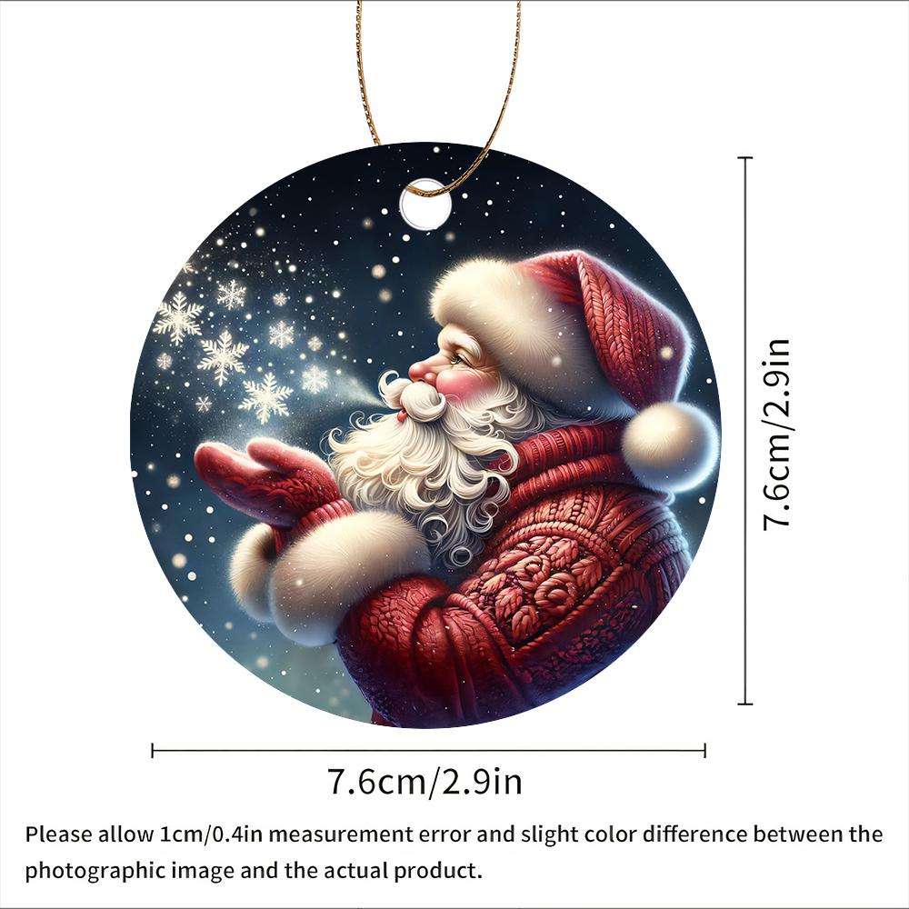 Santa Claus blowing snowflakes Acrylic Christmas Tree Ornament festive winter holiday decoration hanging pendant for Christmas party home decor
