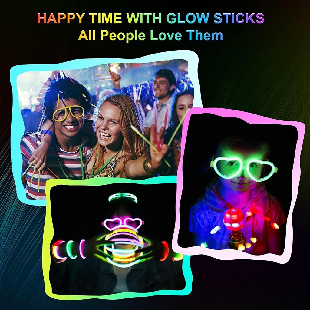 Glow Sticks 100pcs 8" with Connectors - Glow Bracelets, Necklaces for Kids, Adults Party, Festival, Halloween, Wedding, Christmas