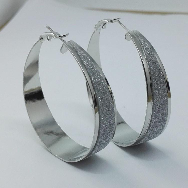 Trendy Frosted Circle Earrings - European & American Rock Nightclub Style