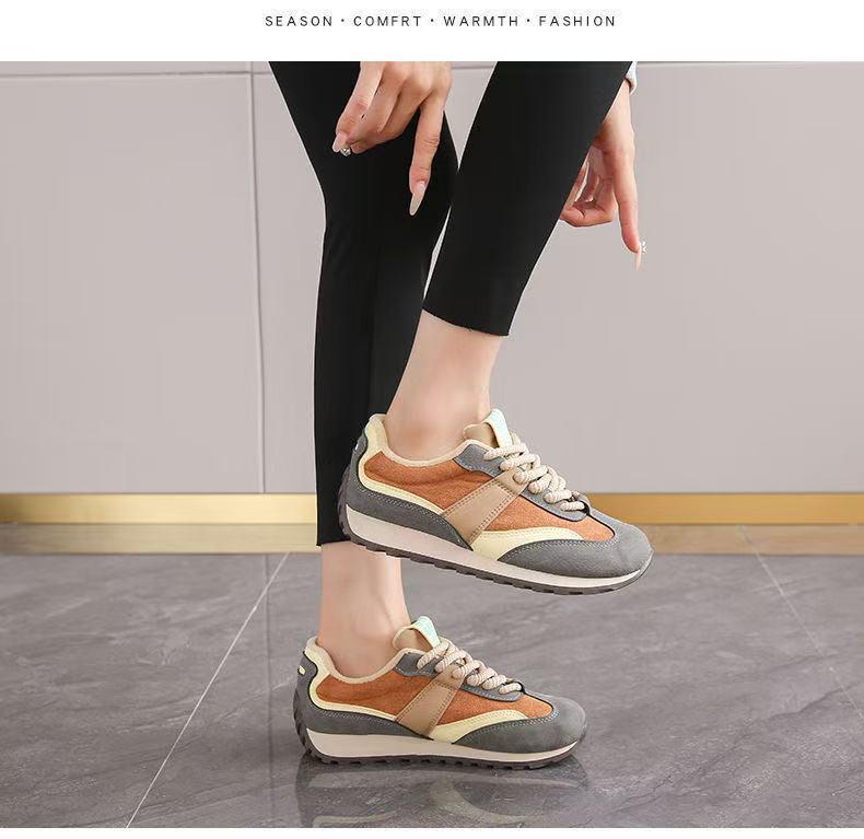 Women's Versatile Retro Casual Sneakers - German Design Autumn/Winter Microfiber Leather Dad Shoes