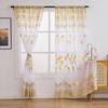 2pcs/set Tulip Gold Foil Sheer Curtains – Floral Semi-Blackout Window Curtains, Rod Pocket Home Decor