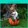 Dwarf Resin Statue For Miniature Garden Scene With Pumpkin Harvest Figurine For Festival Decor