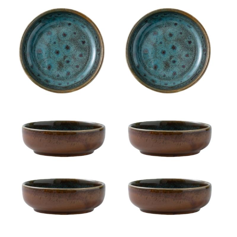 Sada 6 japonských keramických omáčníků Odolné vůči teplu až do 200 °C pro omáčky, dipy a kuchyňské použití Elegantní design