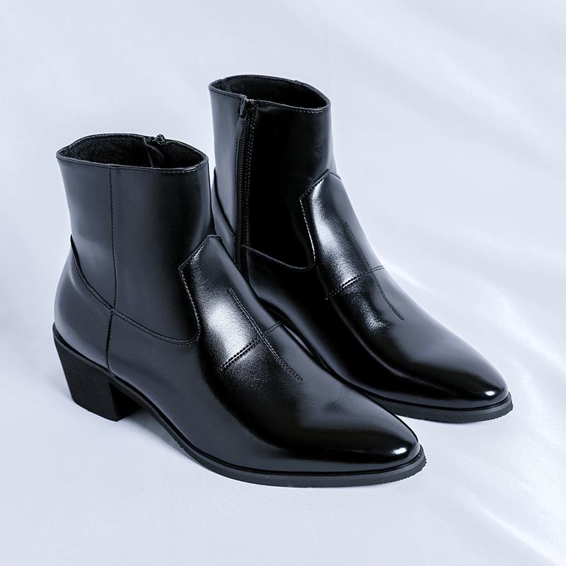 Fashion Luxury Brand Men Flat Designer Ankle Boots Fashion High Top Genuine Leather Chelsea Boots Classic Dress Business Outdoor Shoes