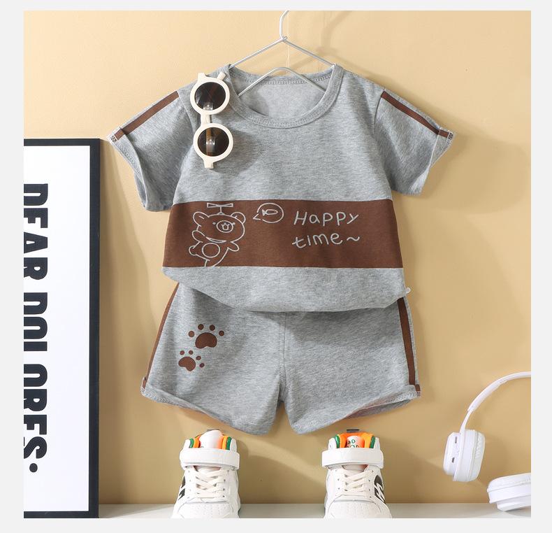 Children's Short Sleeved Set, Thin Boys's and Girls's T-shirts, Shorts, Summer Children's Clothing