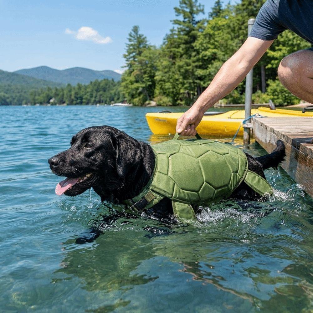 Cute Turtle Shape Pet Life Jacket Portable Handle Dog Safety Vest Dog Swimsuit Pool Beach Fun