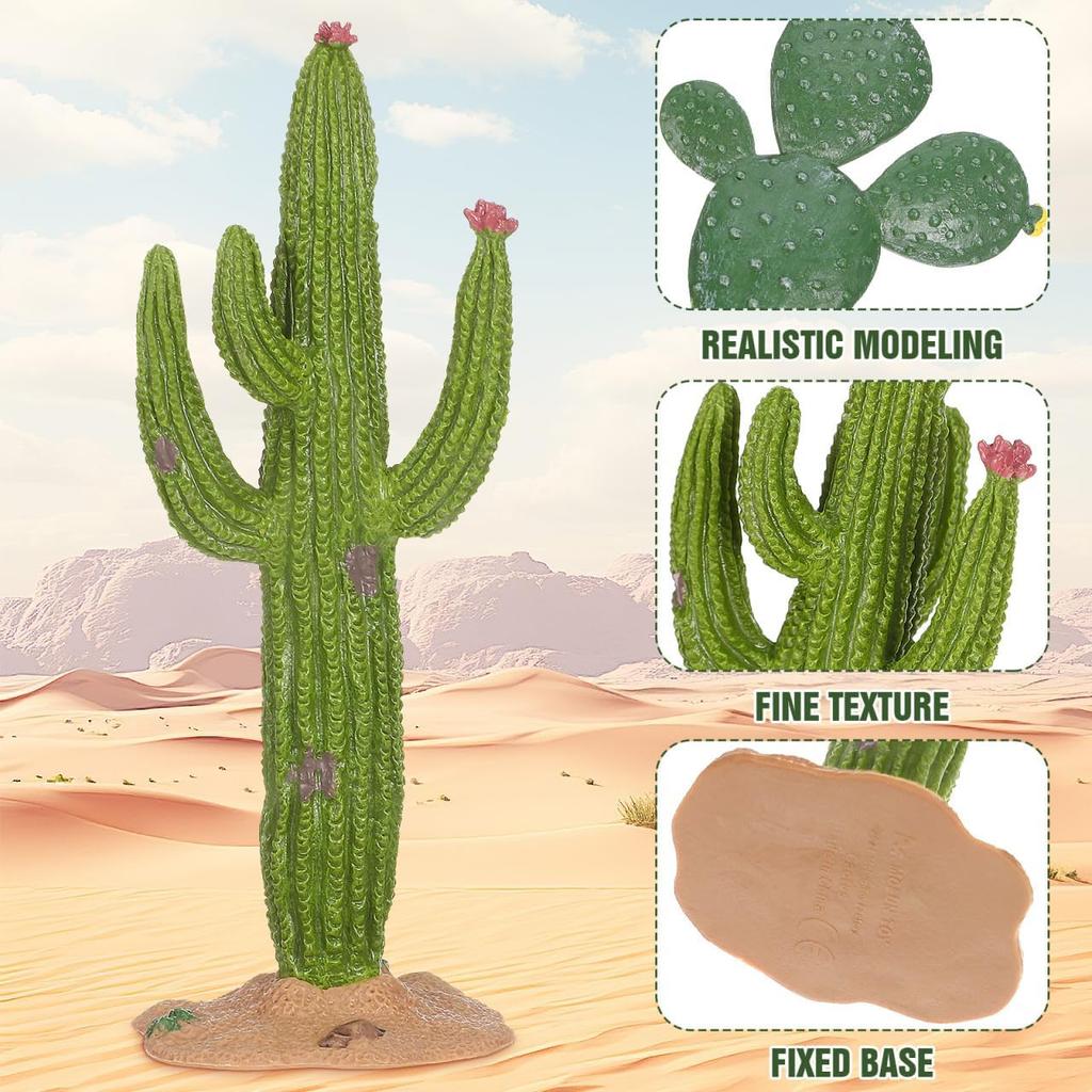ULTNICE Fake Cactus Statues, 2pcs Realistic Artificial Cactus Figurine for Reptile Aquarium, Simulated Succulent Plant for Home Garden and Office,