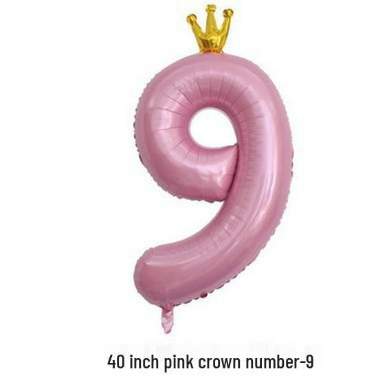 40-inch Pink Crown Number Balloons - Aluminum Film Party Decoration