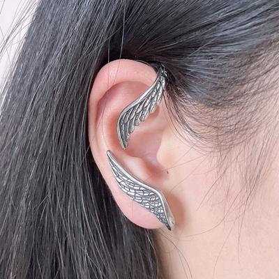 Pinzas para Orejas Retro con Alas de Ángel Sin Perforar Pendientes de Acero Inoxidable para Hombres Mujeres Punk Gótico Moderno Accesorios de Halloween