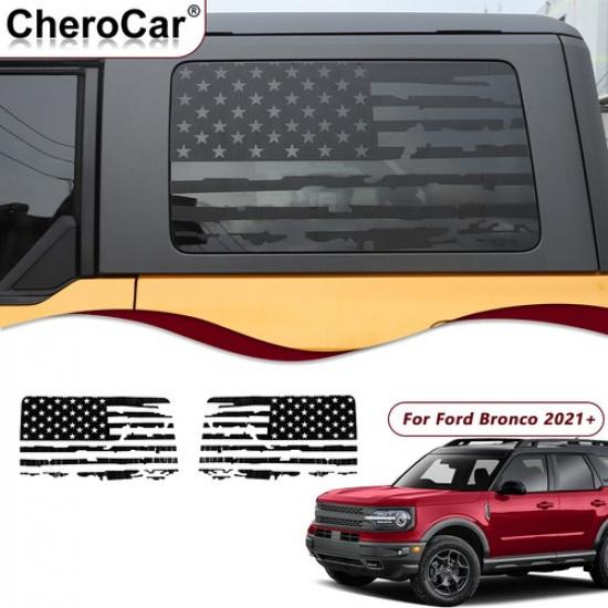 Carbon Fiber Rear Window Sticker Trim Cover Decals For Bronco -25  Flag