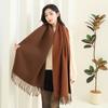 Korean Style Double-Sided Cashmere-Feel Scarf: Versatile Thick Winter Shawl for Women & Men