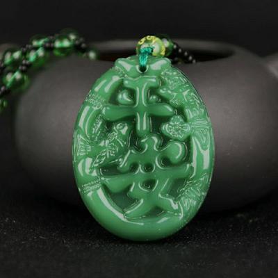 Collana con ciondolo in giada cava, volpe e koi intagliati a mano, multicolore, amuleto cinese, regalo per donna e uomo