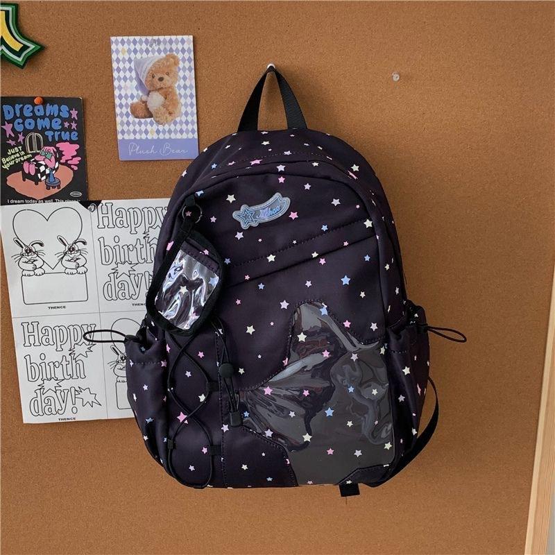 Schoolbag Korean Version Ins Fashion Polka Dot Backpack Women's Two-dimensional Transparent Bar Millet Pain Bag Large Capacity Student Schoolbag