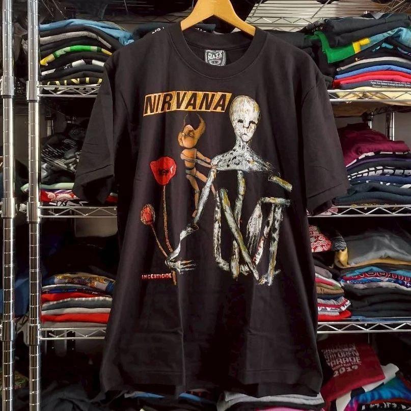 Nirvana Band T-Shirt XL Size Black Grunge Rock Smiley Face Logo New Last One S