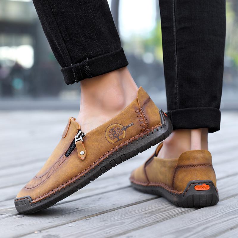 Large Size Handmade Split Leather Shoes Men Loafers Comfortable Casual Driving Shoes Moccasins Man Shoes