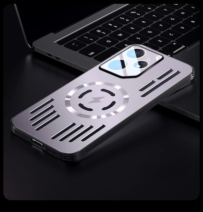 Metal Heat Dissipation Shockproof Magnetic Case For Realme Neo7 Neo 7 Magsafe Aluminium Alloy Hard Cover Bumper Shell