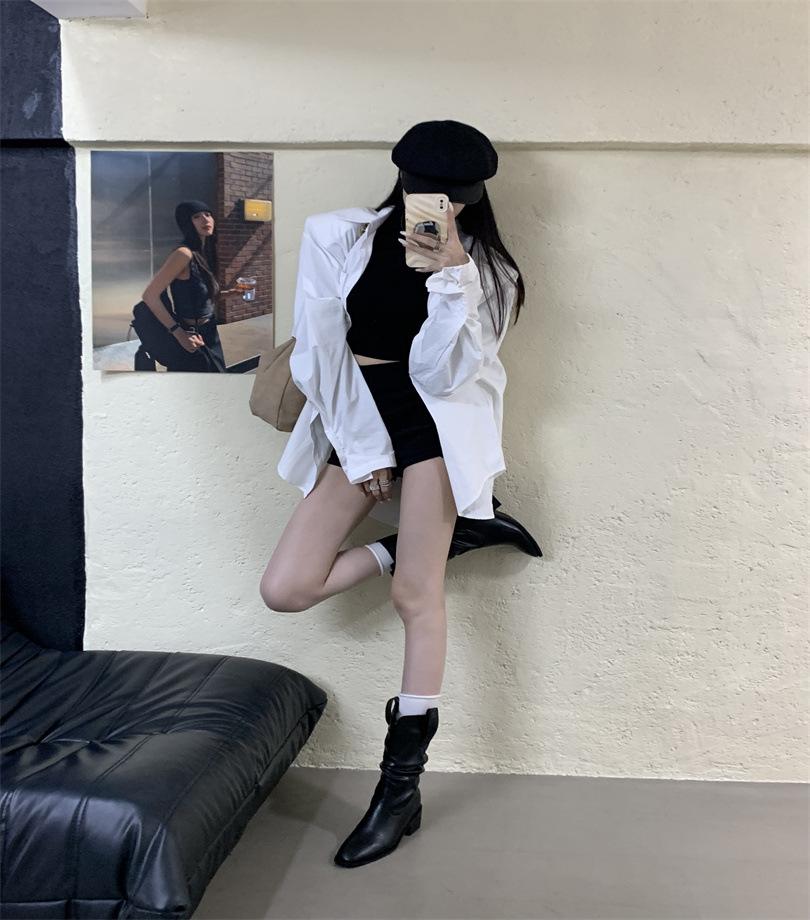 Inner Height Increasing Brown Suede V-Mouth Pile Medium Tube Martin Boots Women's Boots 2025 Autumn High Heel Short Boots Skinny Boots