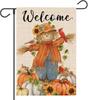 Fall Scarecrow Garden Ag 12x18 Inch Double Sided Outside Owers Pumpkins Cardinal Bird Welcome Harvest Thanksgiving Yard  SSL
