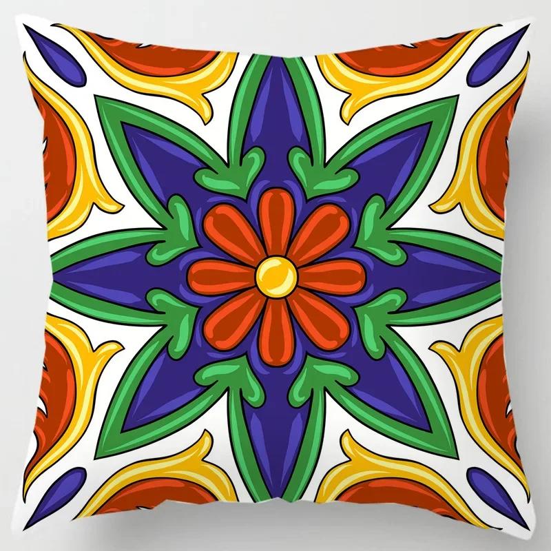 Colorful National Floral Antique Porcelain Print Pillowcase Comfortable Sofa Car Seat Cushion Cover Bohemian Hippie Home Decor