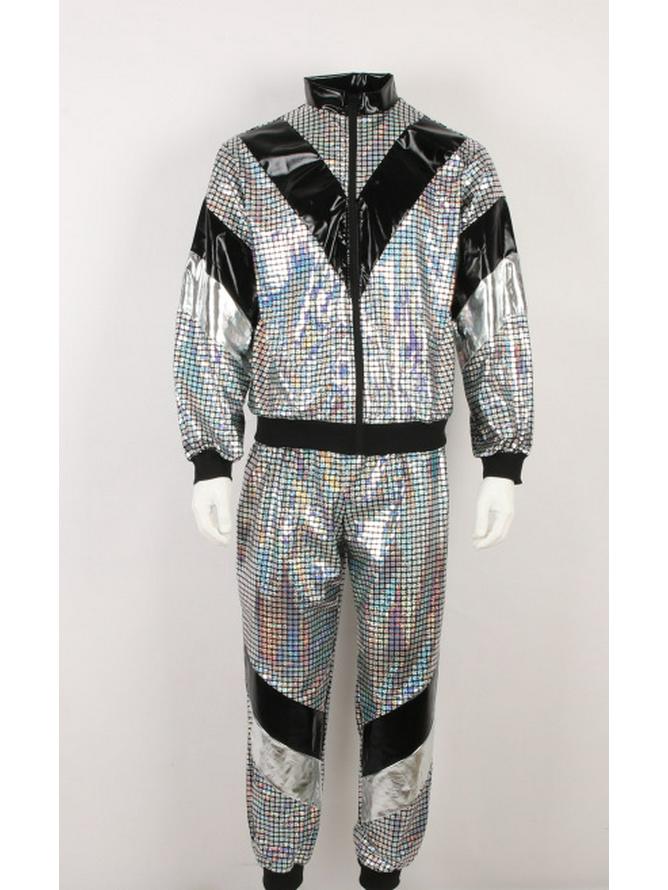 80s Retro Disco Tracksuit: Jacket and Pants Jogging Suit for Theme Parties