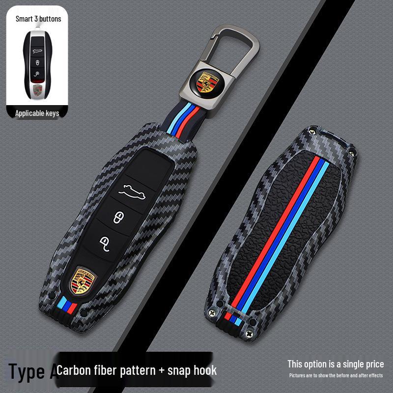 Porsche Carbon Fiber Texture Key Shell for Cayenne, Macan, Panamera, 911, 718