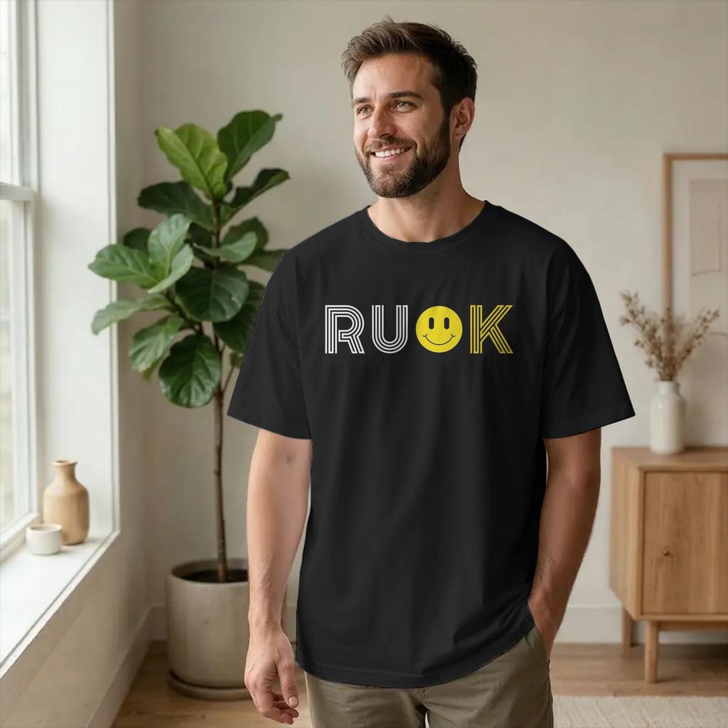 R U OK How Are You Friends T Shirt Unisex 100 Cotton Leisure TShirt O Neck Funny Message Tees Short Sleeve merchandise 6XL