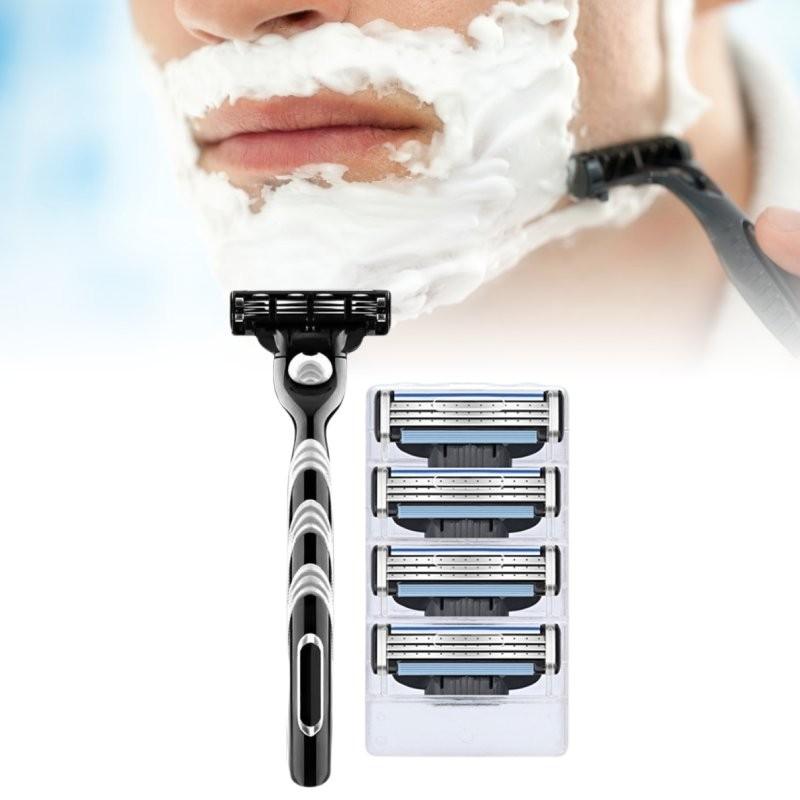 Manual Gillette Men Three Layers Stainless Steel Razor Holder Shave Quick