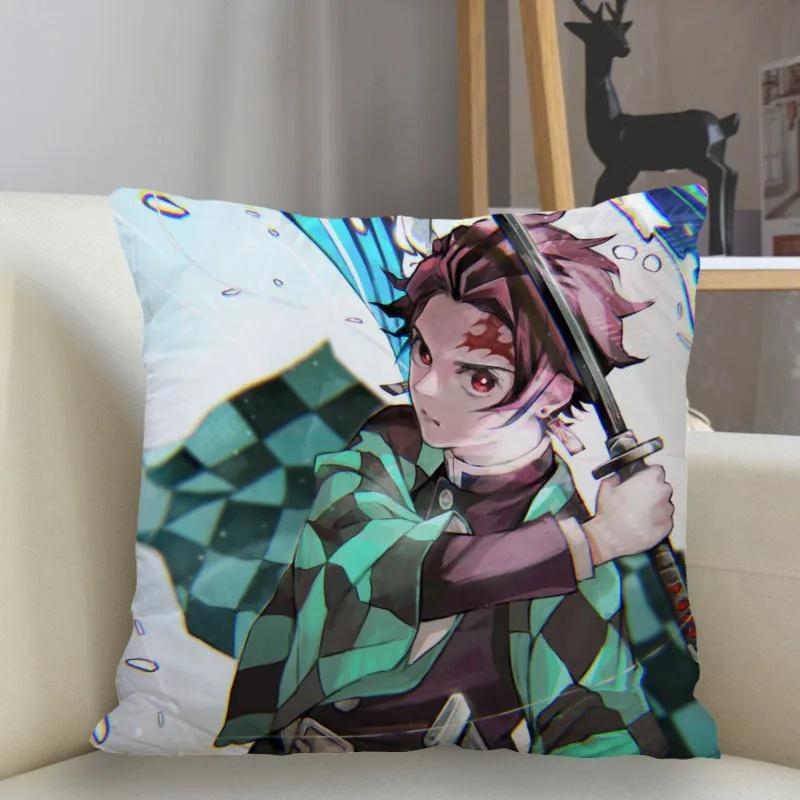 45x45cm Polyester Demon Slayer Pillowcase Sofa Decoration Cushion Cover  Home Decor