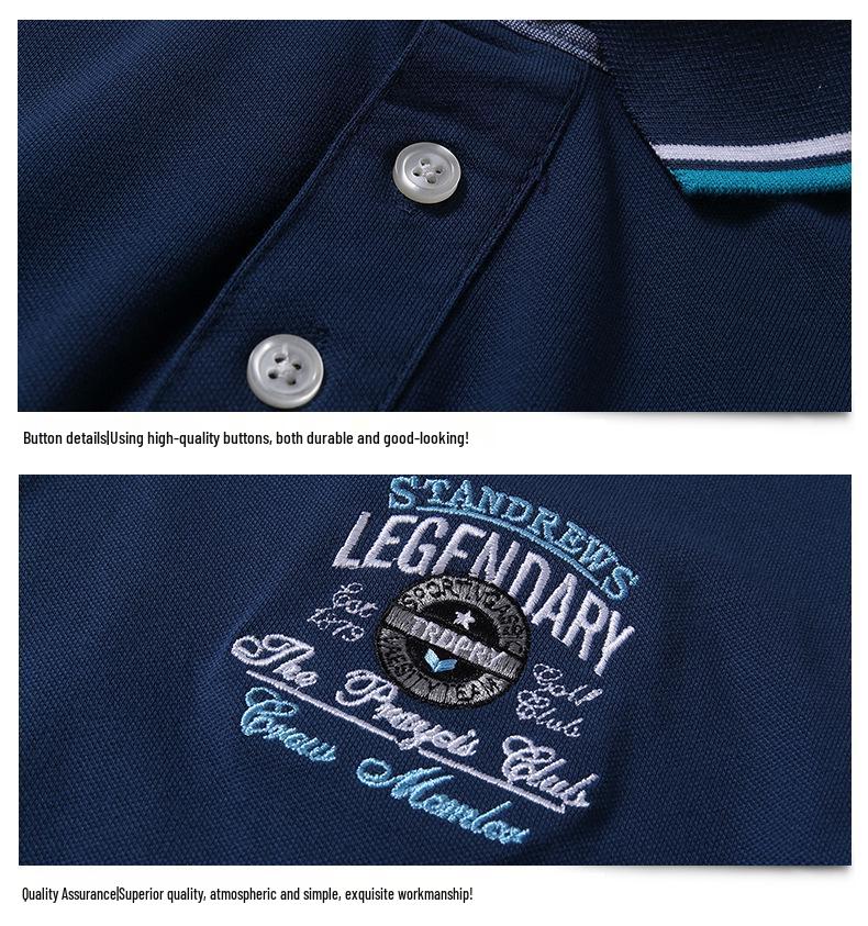 Męska koszulka polo z bawełny o luźnym kroju w dużym rozmiarze, styl hongkoński, z krótkim rękawem i kołnierzykiem typu turn-down