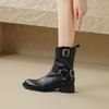Fashion 2024 Autumn Women Boots Genuine Leather Women Shoes Round Toe Chunky Heel Boots Winter Modern Boots Mid-calf Platform Boots